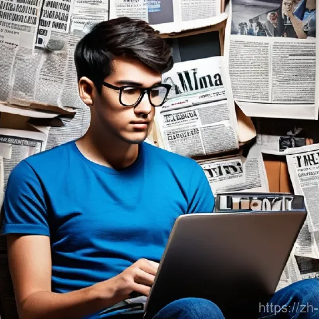 미디어와 정치적 권력 - **Prompt 1: The Fragmented Gaze in a Stream of Information**
"A young adult, wearing stylish cas...