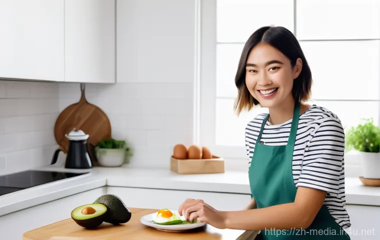 미디어 연구 동향 - **Short-form Food Blogger in a Modern Kitchen**
    A vibrant, high-energy young woman, early 20s, w...