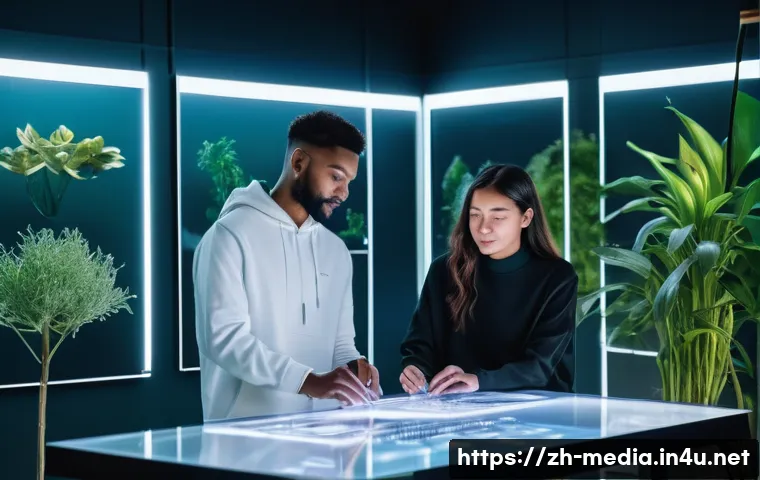 디지털 미디어 기업 분석 - **AI-Powered Creative Hub:**
    "A vibrant, high-tech creative studio bathed in soft, futuristic li...