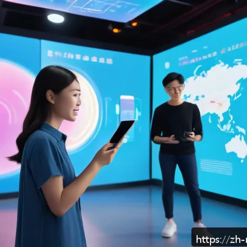 미디어 산업의 다각화 - A vibrant digital media studio scene showcasing diverse content creation formats: a young adult woma...